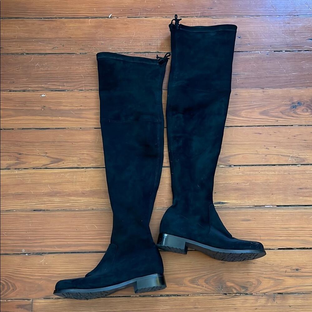 Stuart Weitzman Lowland suede stretch over the knee OTK black boots sz 39